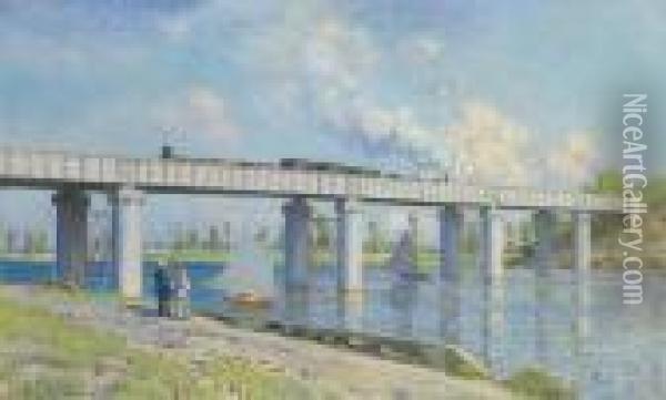 Le Pont Du Chemin De Fer A Argenteuil Oil Painting - Claude Oscar Monet