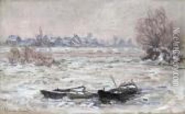 Les Glacons A Lavacourt Oil Painting - Claude Oscar Monet