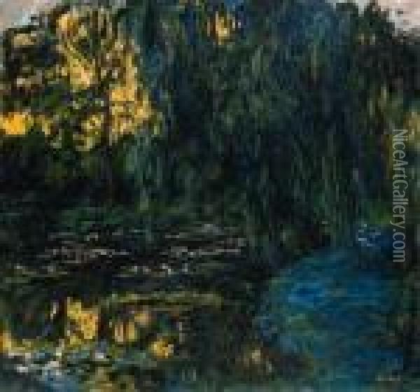 Vue Du Bassin Aux Nymphas Avec Saule Oil Painting - Claude Oscar Monet
