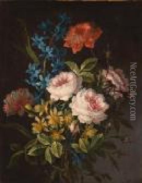 A Spray Of Flowers Oil Painting - Jean-Baptiste Monnoyer