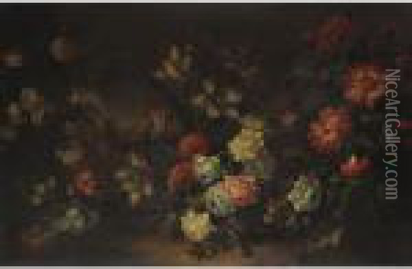 Still Life Of Flowers Oil Painting - Jean-Baptiste Monnoyer