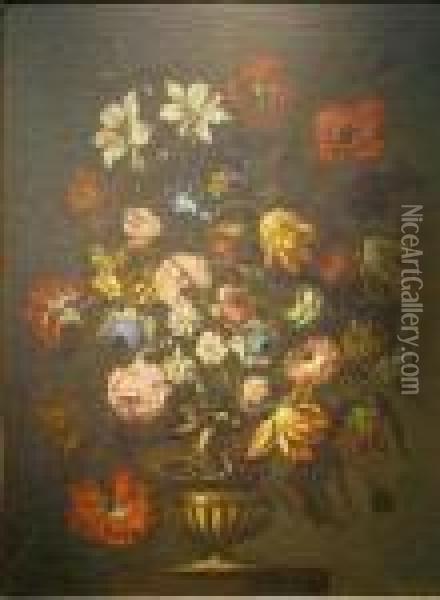 Floral Still Lifes: Pair Oil Painting - Jean-Baptiste Monnoyer