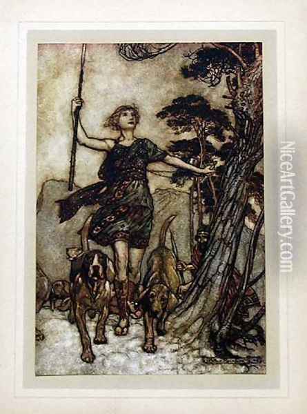 We will, fair queen, up to the mountains top... Oil Painting - Arthur Rackham