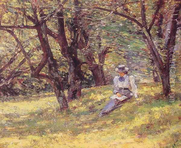 In The Orchard Oil Painting - Theodore Robinson