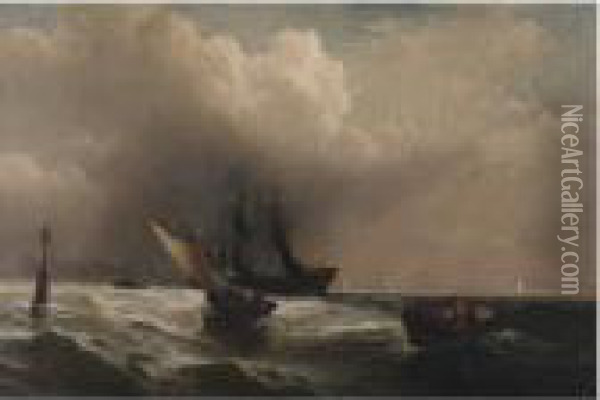 Preparing For A Storm Oil Painting - Edward Moran