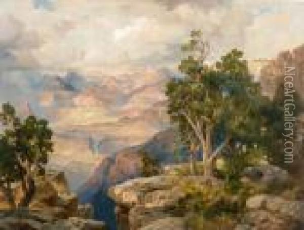 Grand Canyon Of Arizon From Hermit Rim Road Oil Painting - Thomas Moran