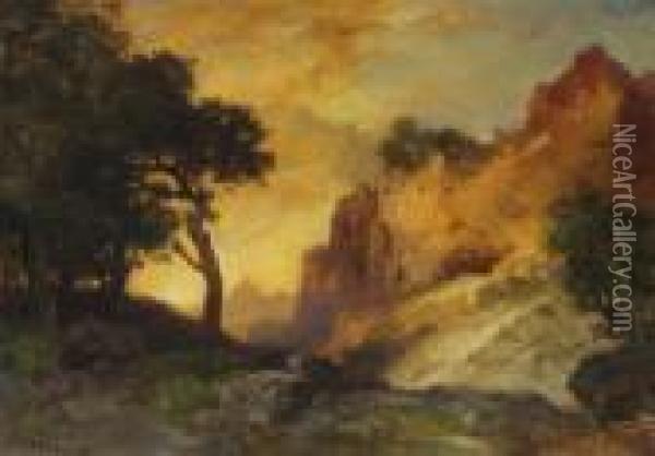 A Side Canyon, Grand Canyon, Arizona Oil Painting - Thomas Moran