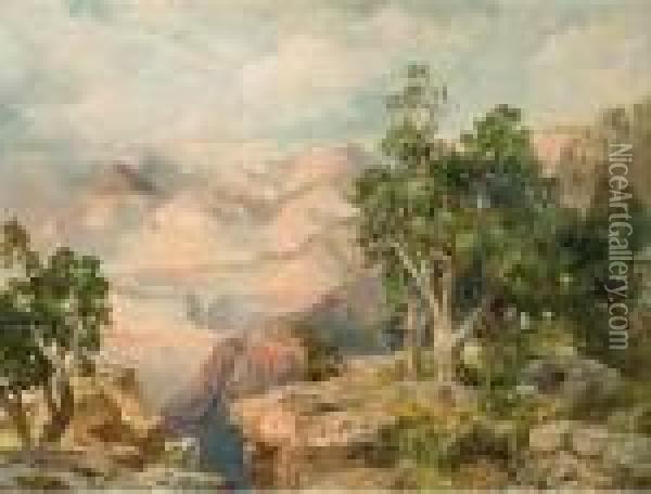 Grand Canyon Of Arizona From Hermit Rim Road Oil Painting - Thomas Moran