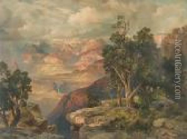 Grand Canyon Of Arizona From Hermit Road Oil Painting - Thomas Moran