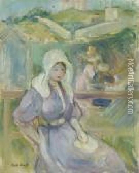 Sur La Plage A Portrieux Oil Painting - Berthe Morisot