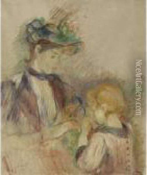 Jeune Femme Et Enfant, Avenue Du Bois Oil Painting - Berthe Morisot