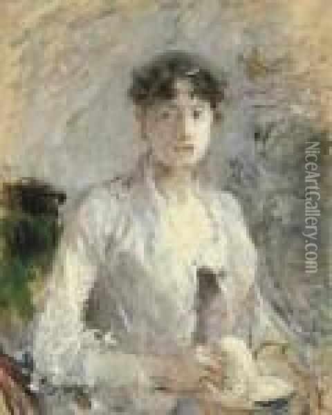 Jeune Femme En Mauve Oil Painting - Berthe Morisot