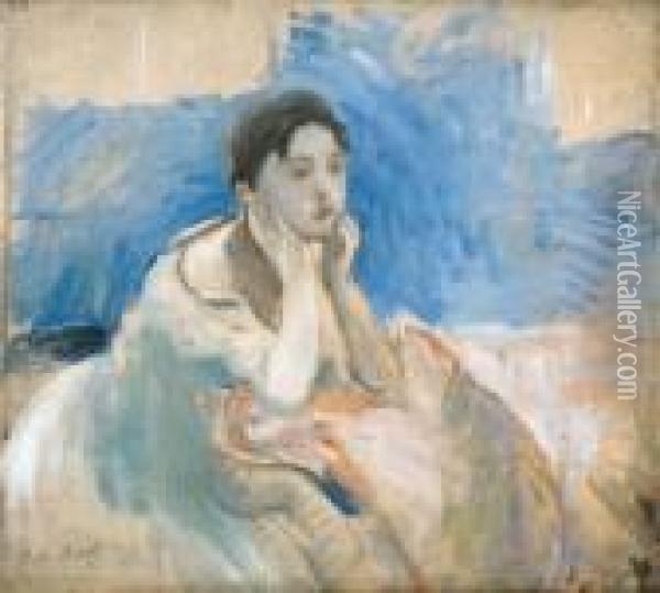 Jeune Fille Accoude Oil Painting - Berthe Morisot