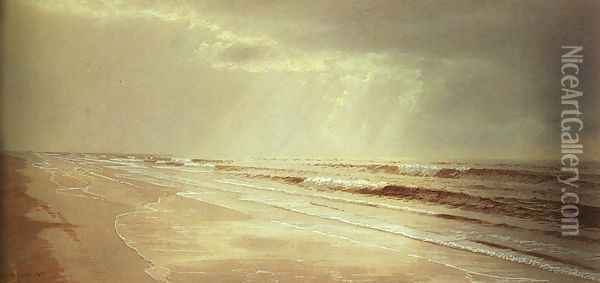Beach With Sun Drawing Water 1872 Oil Painting - William Trost Richards