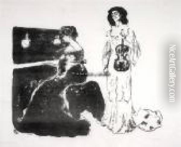 Fiolinkonserten Oil Painting - Edvard Munch