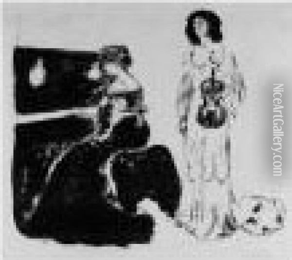 Violin Concert (geigen Konzert) (w. 243, S. 211) Oil Painting - Edvard Munch