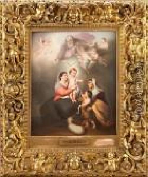 Madonna And Christ Child With St. Elizabeth And John The Baptist As An Infant Oil Painting - Bartolome Esteban Murillo