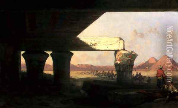 Egyptian Landscape with a Distant View of the Pyramids, 1862 Oil Painting - David Roberts