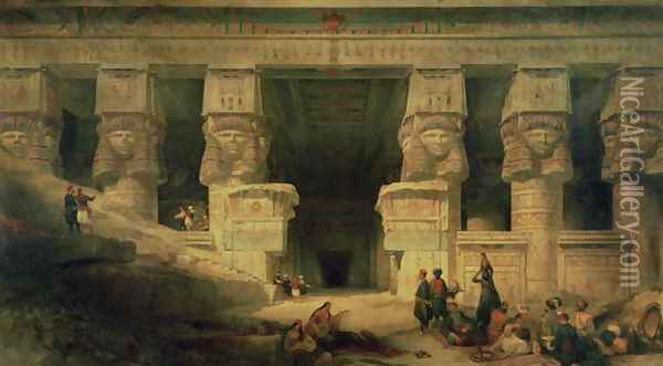 The Temple of Dendera, Upper Egypt, 1841 Oil Painting - David Roberts