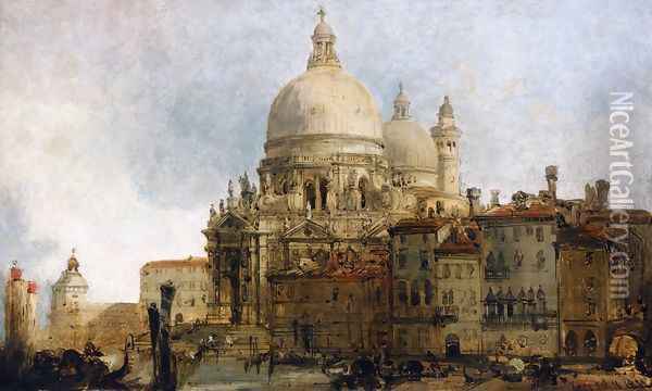 View of the Church of Santa Maria della Salute, on the Grand Canal, Venice, with the Dogana beyond Oil Painting - David Roberts