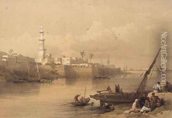 View on the Nile, ferry to Giza, from Egypt and Nubia, Vol.3 Oil Painting - David Roberts