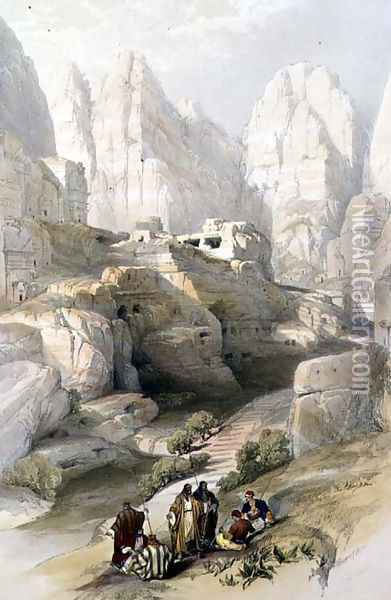 Petra, March 10th 1839, plate 104 from Volume III of 'The Holy Land, engraved by Louis Haghe 1806-85 pub. 1849 Oil Painting - David Roberts