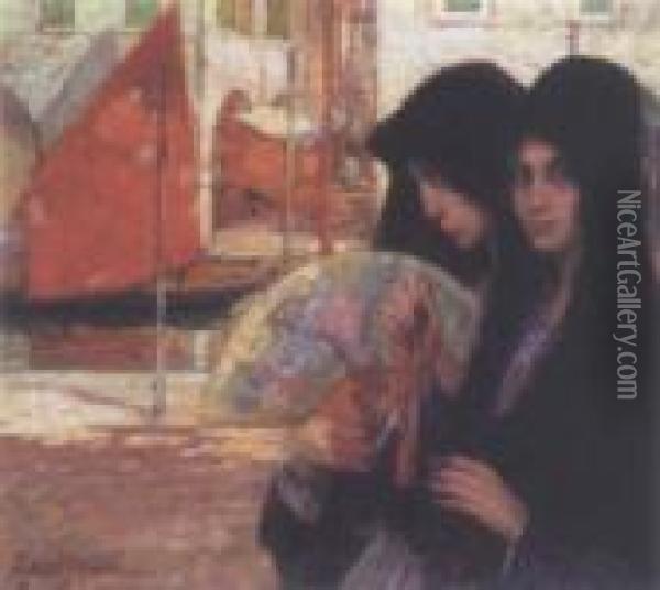 Girls In Venice Oil Painting - Hector Nava