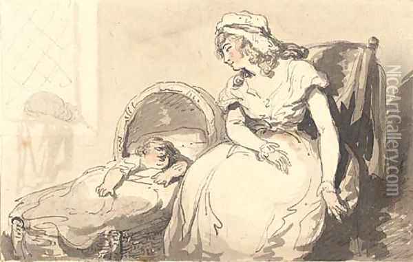 Mother and child Oil Painting - Thomas Rowlandson