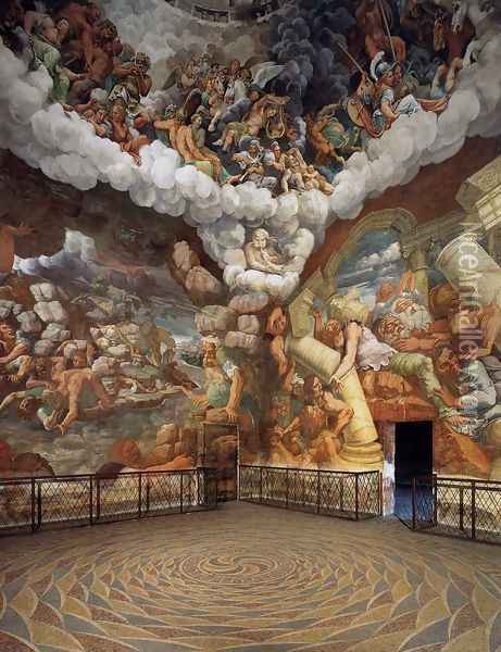 View of the Sala dei Giganti 1526-34 Oil Painting - Giulio Romano (Orbetto)