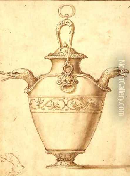 Jug with handle and two spouts Oil Painting - Giulio Romano (Orbetto)