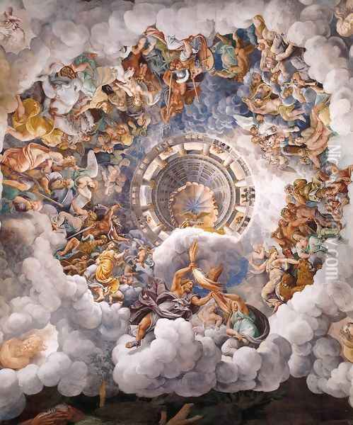 Vault The Assembly of Gods around Jupiter's Throne Oil Painting - Giulio Romano (Orbetto)