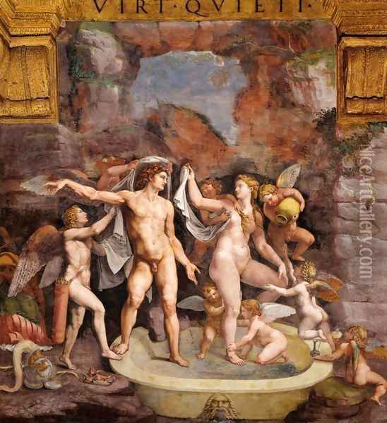 Venus and Mars Bathing Oil Painting - Giulio Romano (Orbetto)