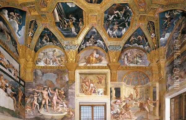 View of the Sala di Psyche (north wall) Oil Painting - Giulio Romano (Orbetto)
