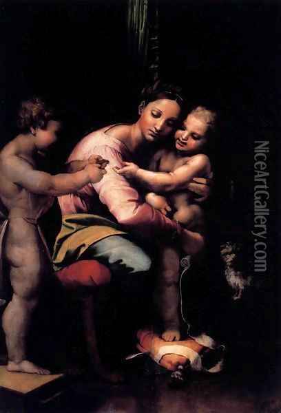 Virgin and Child with the Infant St John Oil Painting - Giulio Romano (Orbetto)
