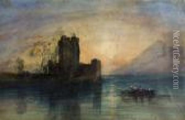 Ross Castle Oil Painting - Andrew Nicholl