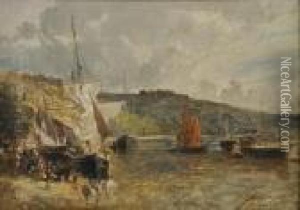 Hennebon, Le Port Oil Painting - Jules Achille-Noel