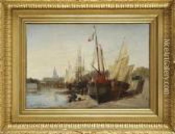 Bateaux Au Port Oil Painting - Jules Achille-Noel