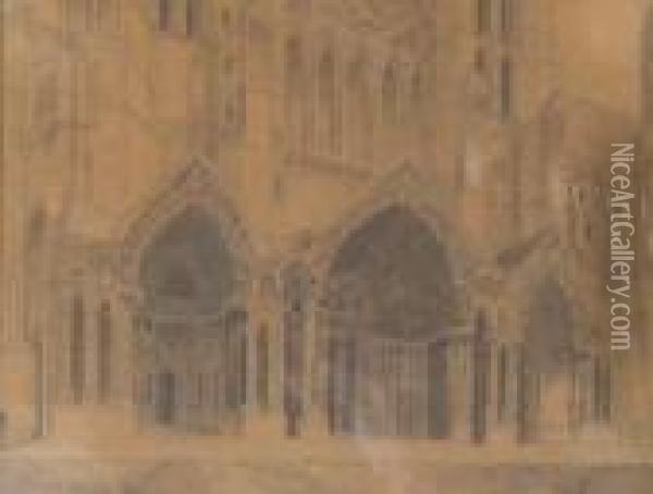 Portail De La Cathedrale De Chartres Oil Painting - Jules Achille-Noel