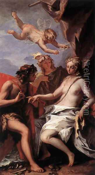Bacchus and Ariadne c. 1713 Oil Painting - Sebastiano Ricci