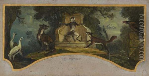 Le Singe, Le Renard Et Le Loup Oil Painting - Jean-Baptiste Oudry