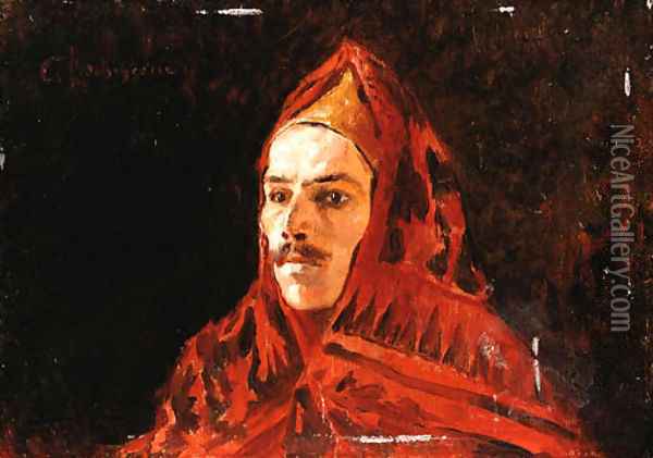 Gentleman in a red cloak Oil Painting - Georges Antoine Rochegrosse