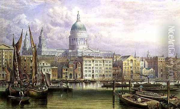 St. Pauls From Bankside Oil Painting - William Richardson