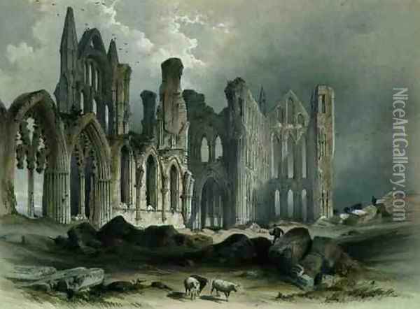 Whitby Abbey from the North-East, from The Monastic Ruins of Yorkshire, engraved by George Hawkins 1819-52, 1843 Oil Painting - William Richardson