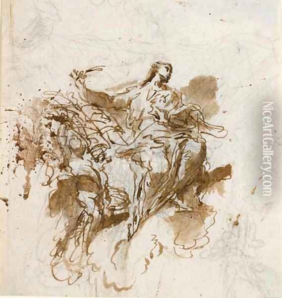 Saint Mathieu, ecrivant sur un livre tenu par un ange Oil Painting - Sebastiano Ricci