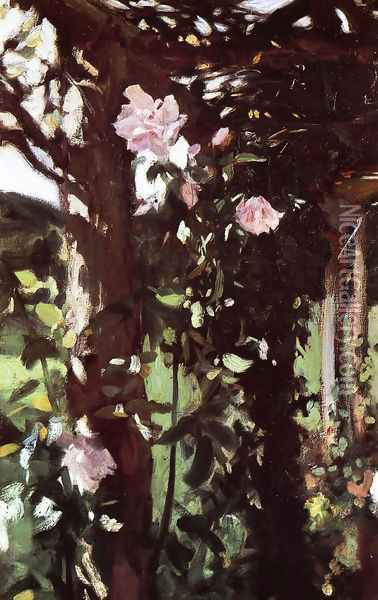 A Rose Trellis (Roses at Oxfordshire) Oil Painting - John Singer Sargent