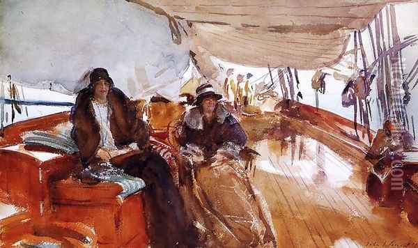 Rainy Day on the Deck of the Yacht Constellation Oil Painting - John Singer Sargent