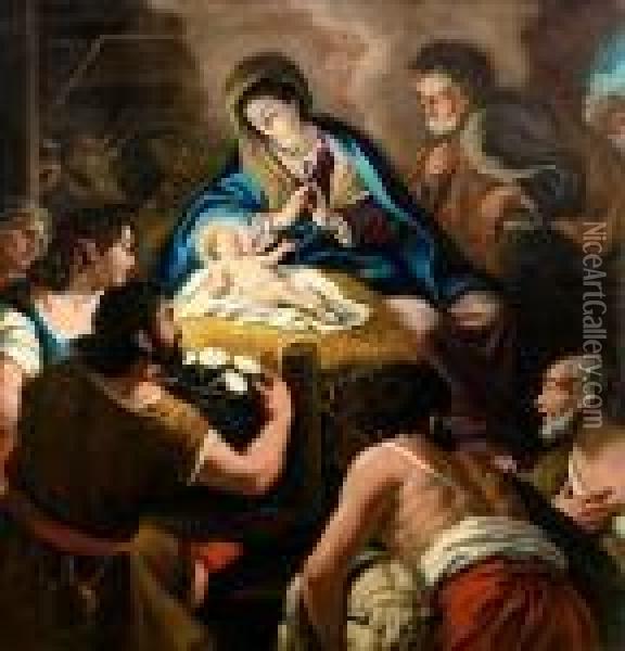 The Adoration Of The Shepherds Oil Painting - Domenico Piola