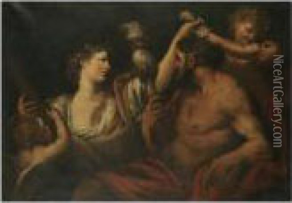 Hercules And Omphale Oil Painting - Domenico Piola