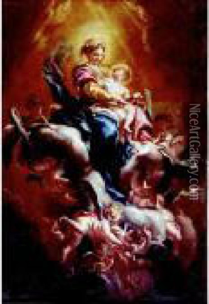 Assumption Of The Virgin Oil Painting - Domenico Piola