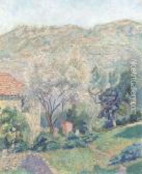 Campagne Orovida: Fenouils Et Amandier Oil Painting - Lucien Pissarro
